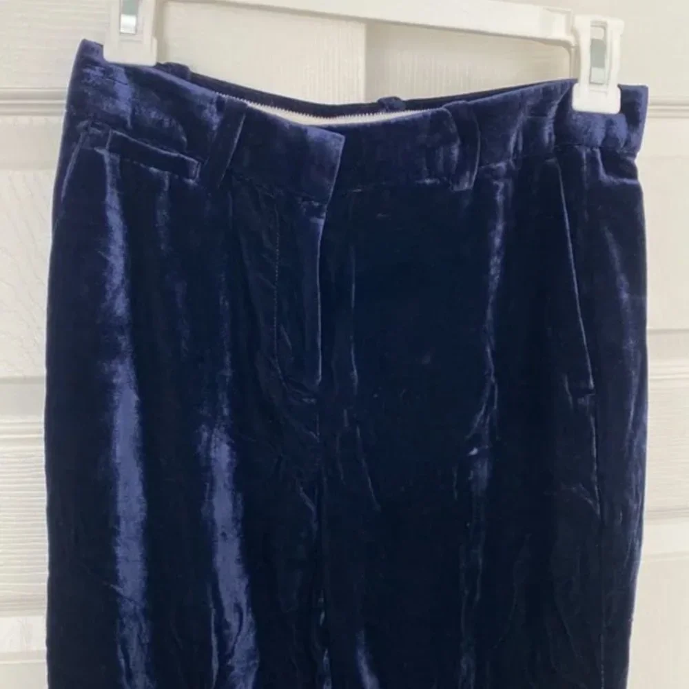 Navy velvet j crew trouser pants - Picture 3 of 4